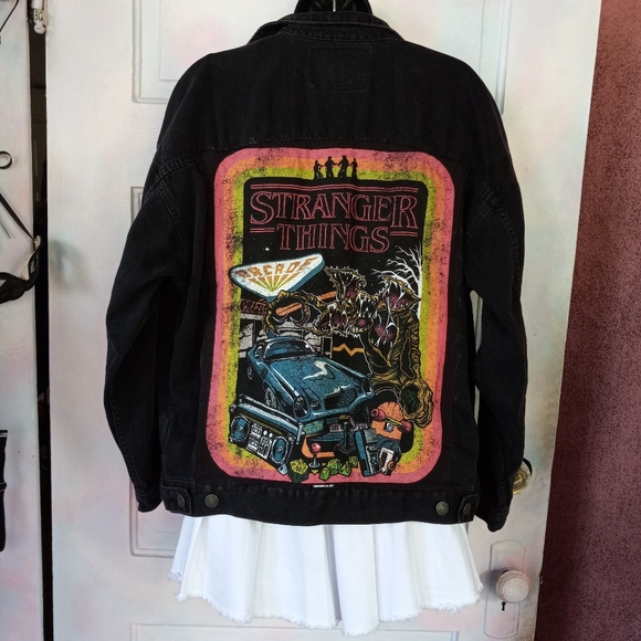 Stranger Things customized upcycled RAGE Against the Sewing Machine jacket SOLD - Picture 5 of 6